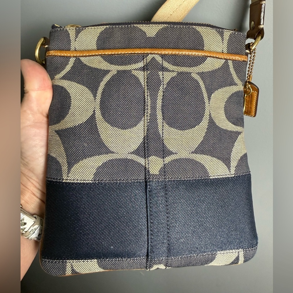 Coach Denim Signature Top Zip Swingpack Crossbody Bag #40758 - Picture 5 of 6